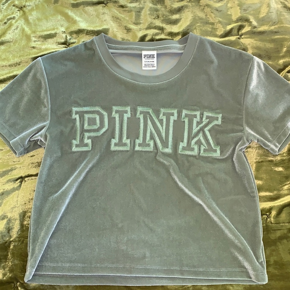 PINK velvet green crop top